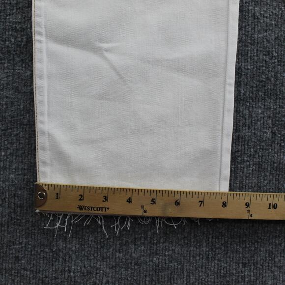 Ba&sh Jeans Womens 1 Small Straight High Rise Raw Hem White Denim Chic Casual - Picture 14 of 16